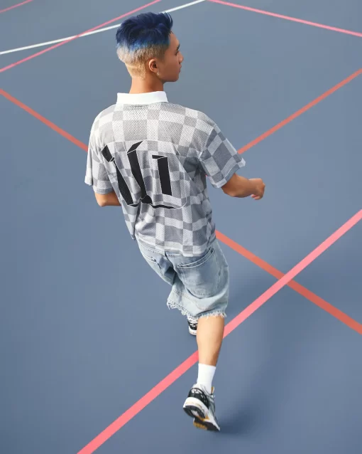 Gray Waffle Mesh Jersey 4