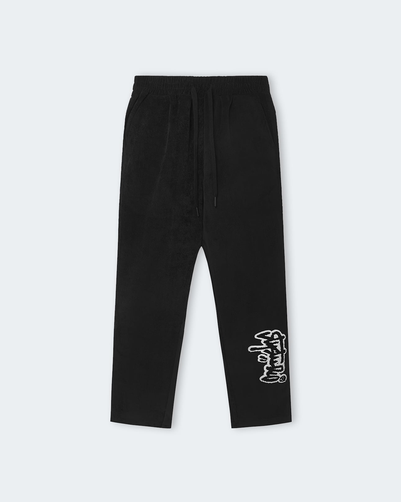 Black Solid Corduroy Pants 15
