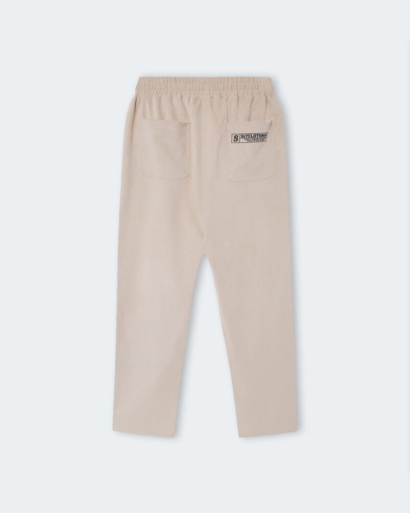 Tan Solid Corduroy Pants 2