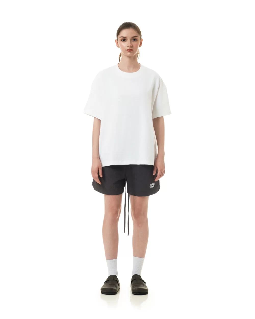 Washed White Casual Boxy Tee 7