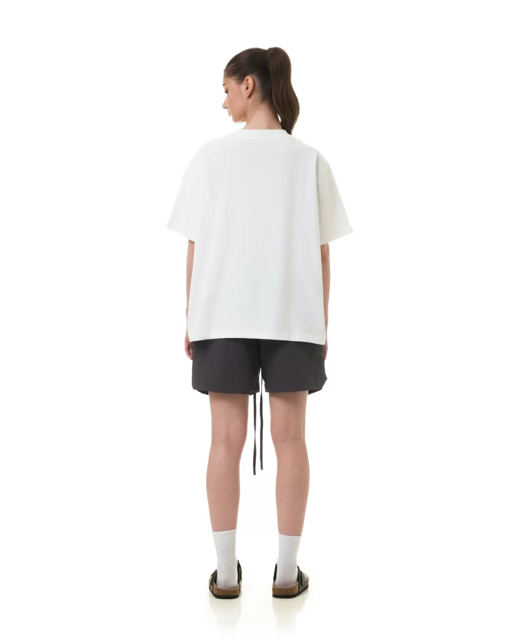 Washed White Casual Boxy Tee 9