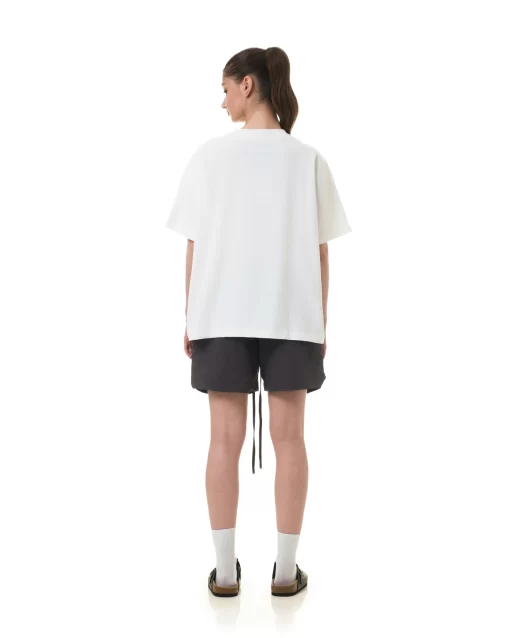 Washed White Casual Boxy Tee 5