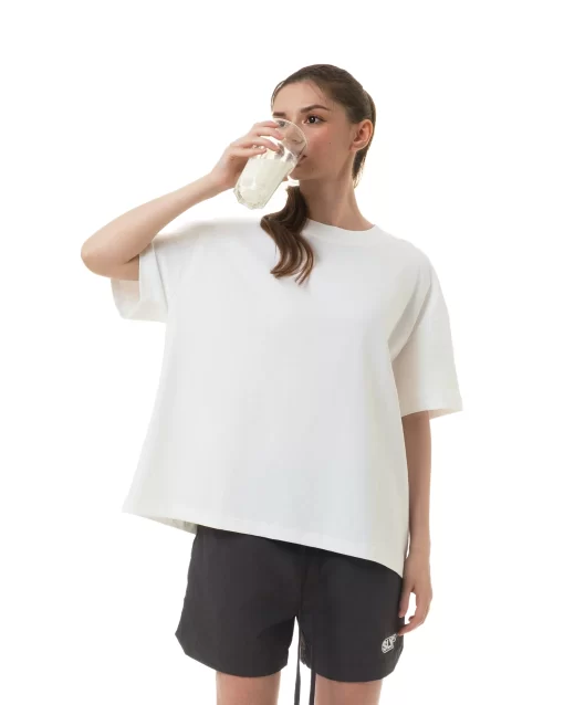 Washed White Casual Boxy Tee 4