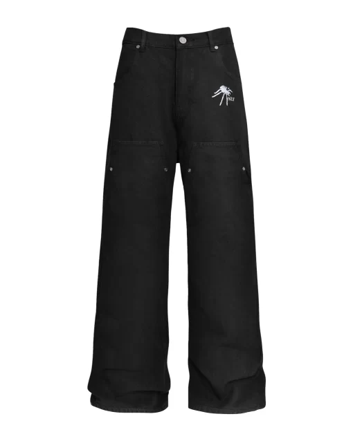 Black Washed Canvas Double Knee Pant 1