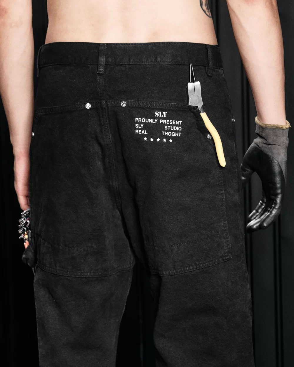 Black Washed Canvas Double Knee Pant 12