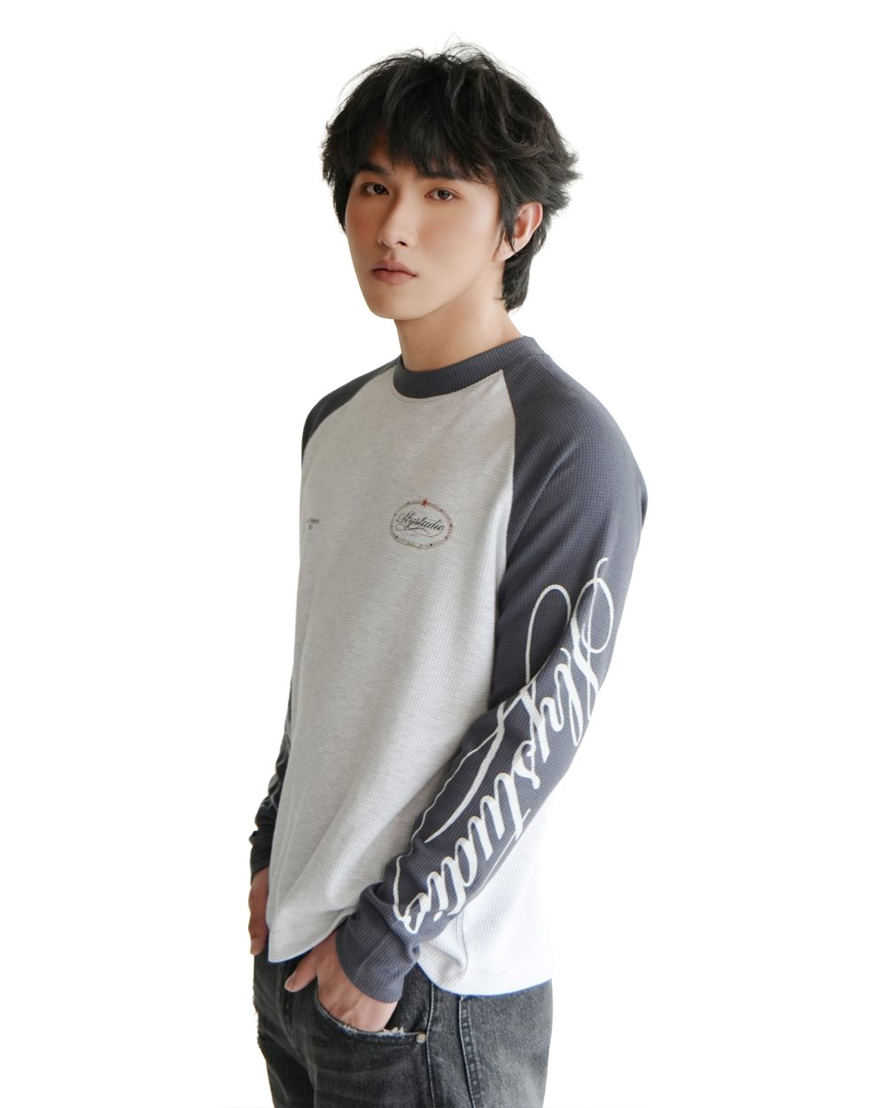 Long Sleeve Waffle Diamond Pepper Navy 9