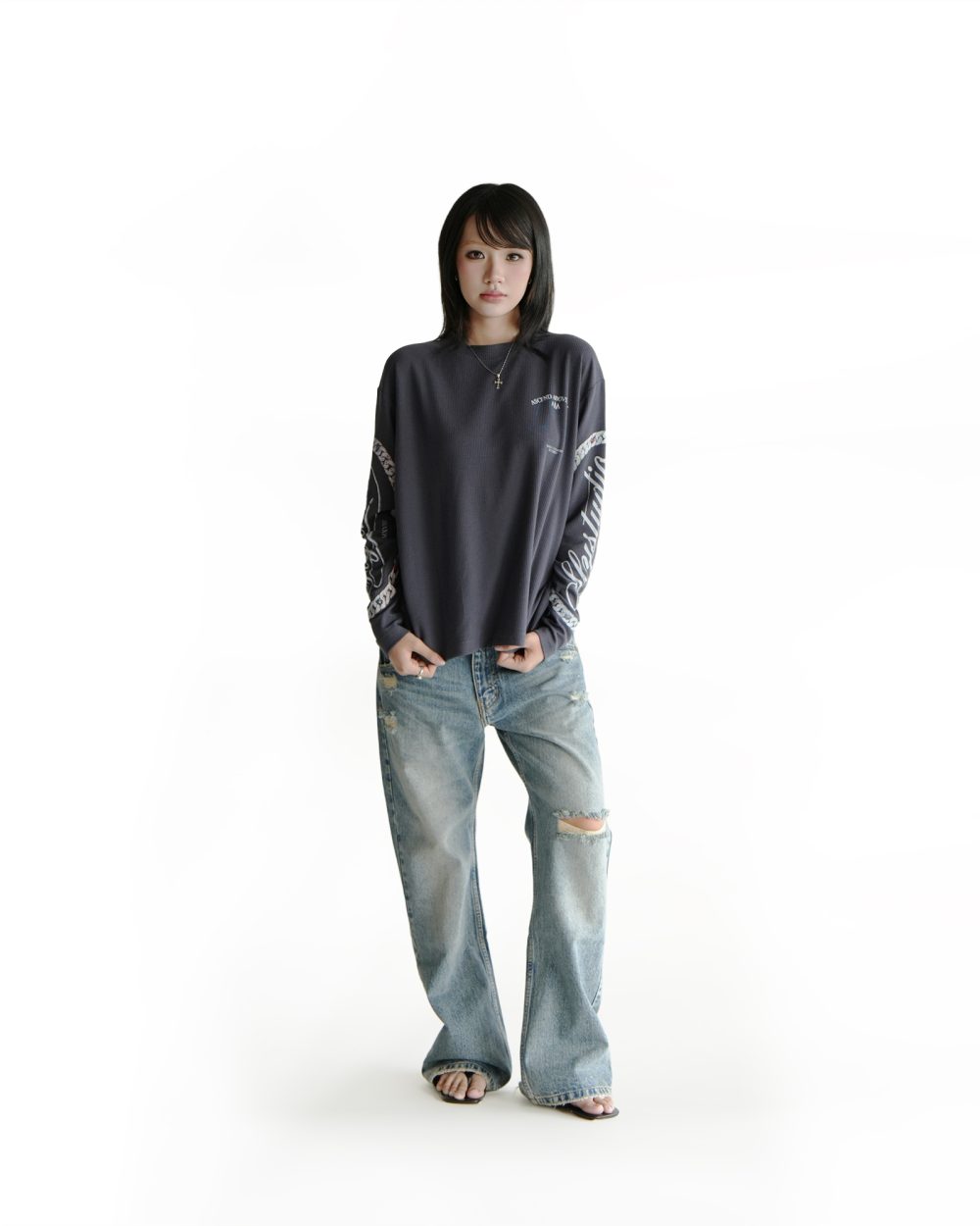 Long Sleeve Waffle AAA Navy 7