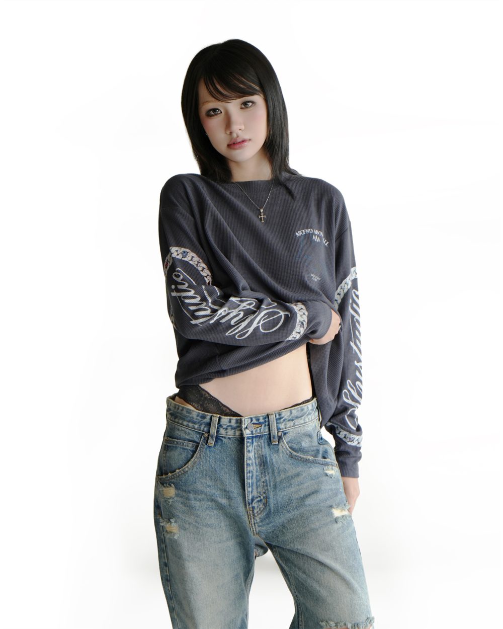Long Sleeve Waffle AAA Navy 8