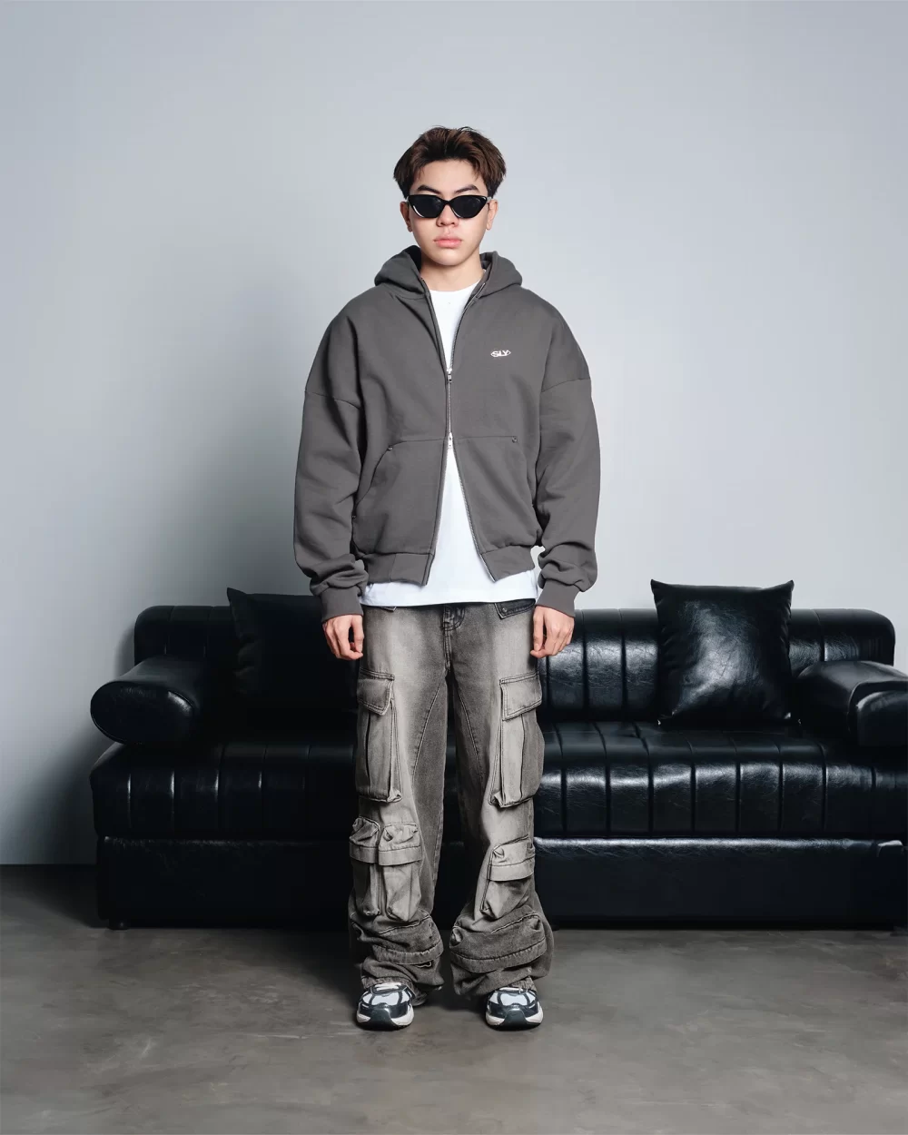 Dark Grey Metal Boxy Hoodie 7