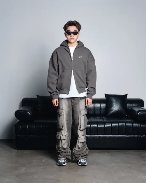 Dark Grey Metal Boxy Hoodie 3