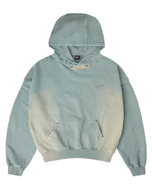Washed Green Torn Hoodie 1
