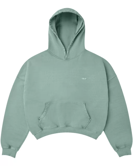 Washed Green Patch Logo Oversized Hoodie 1