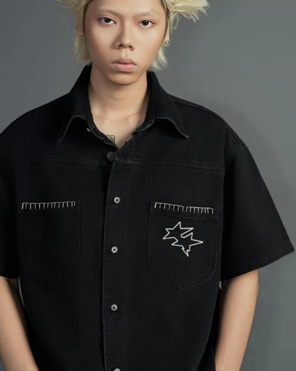 Black Shine Denim Washed Shirt 17