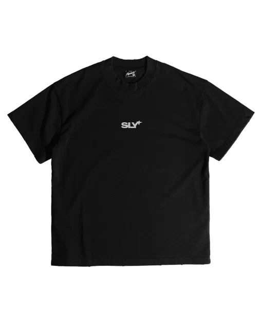 Black T-shirt Starburst washed 1