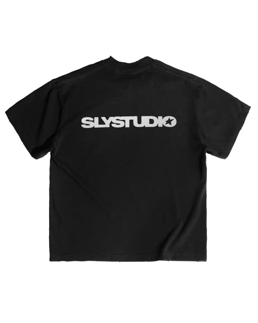 Black T-shirt Starburst washed 2
