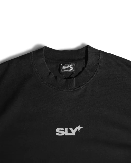 Black T-shirt Starburst washed 5