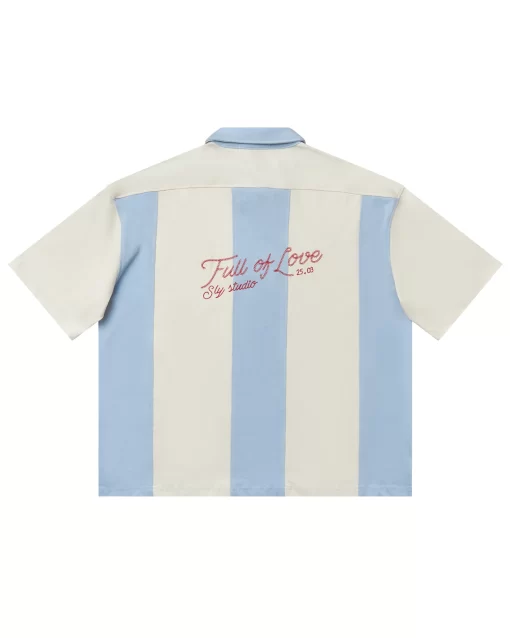 Cream n Blue Stripes Boxy Polo 2