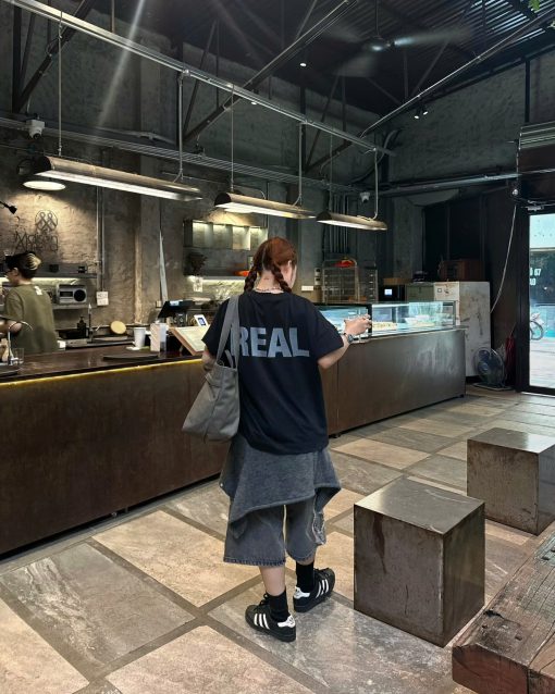 Black BE REAL Oversize TEE 4