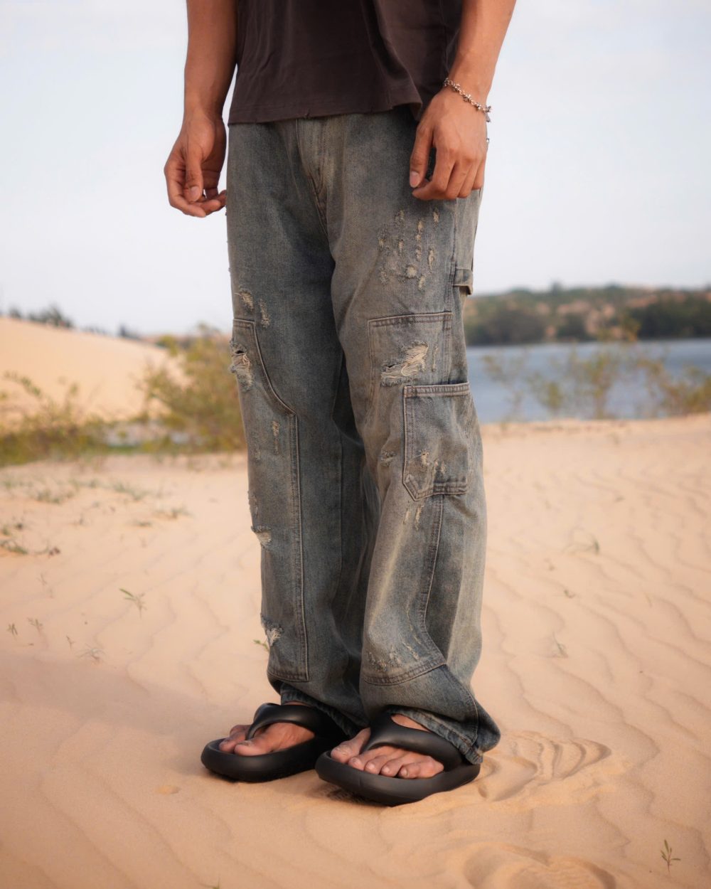 SLY Double Knee Jeans Washed Blue 9